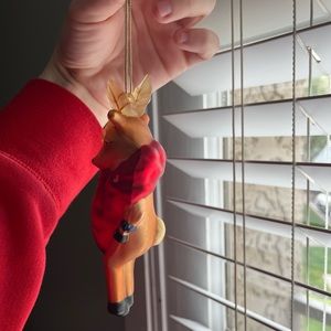 Christmas ornament! Lady Reindeer with fur on.